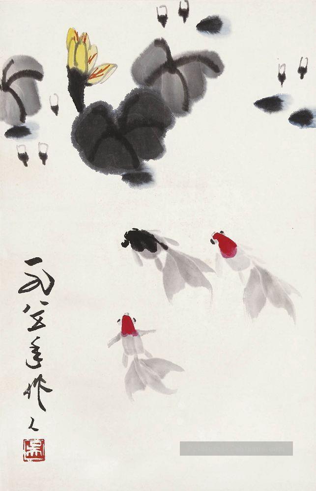 Wu zuoren goldfish 1985 Peintures à l'huile